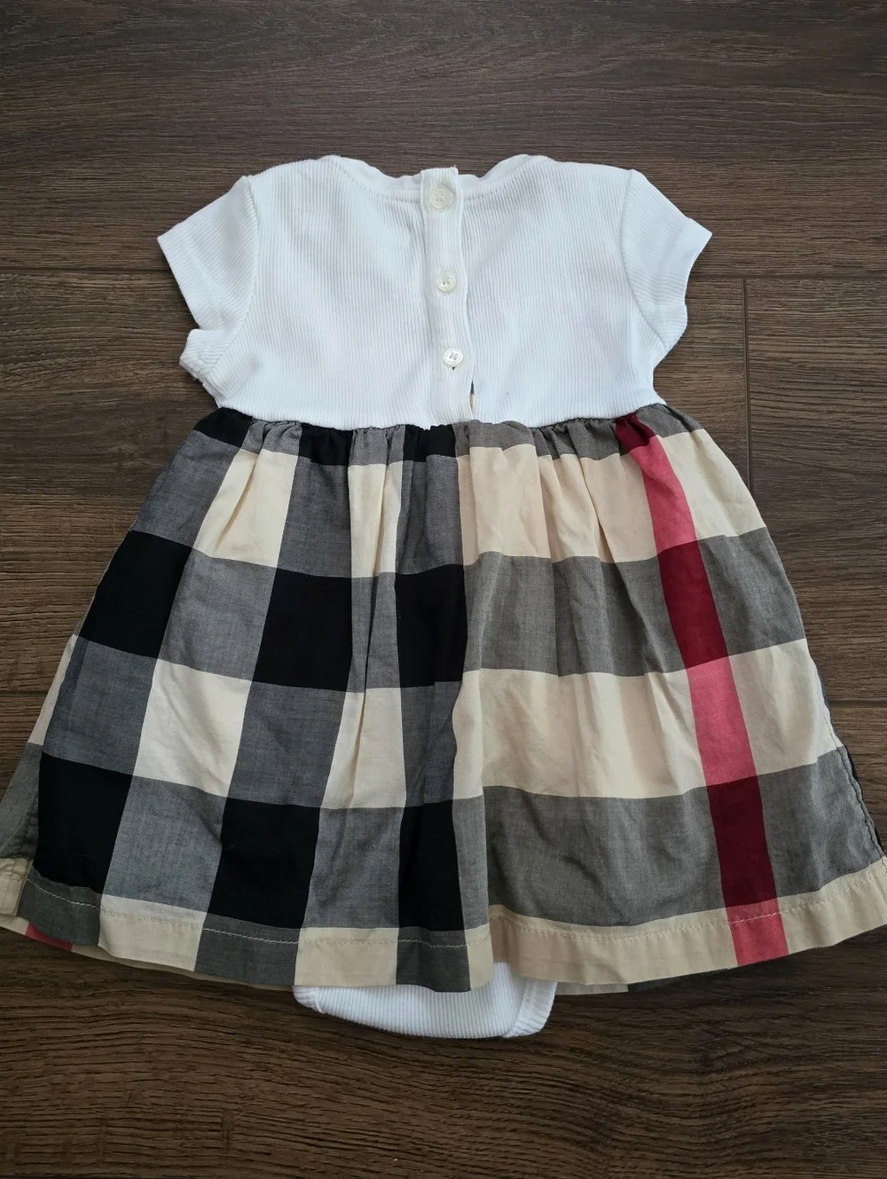 Burberry Baby Girl Dress / Bodysuit Size 6 Months Nova Check Outfit - Picture 4 of 6